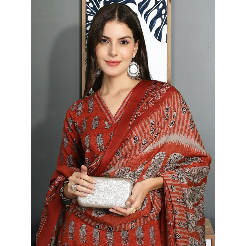 Pinkmint Women's Kurta Set Ll Cotton Printed Ethnic Set Ll Dupatta Set Ll Suit Set