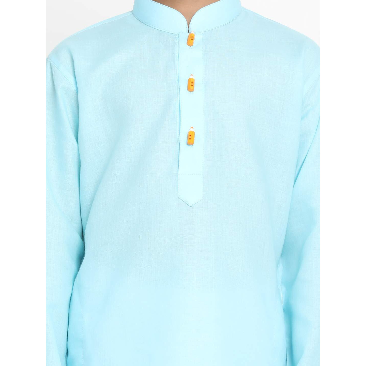 Jbn Creation Boys' Blue Cotton Blend Kurta Pyjama And Cap Set
