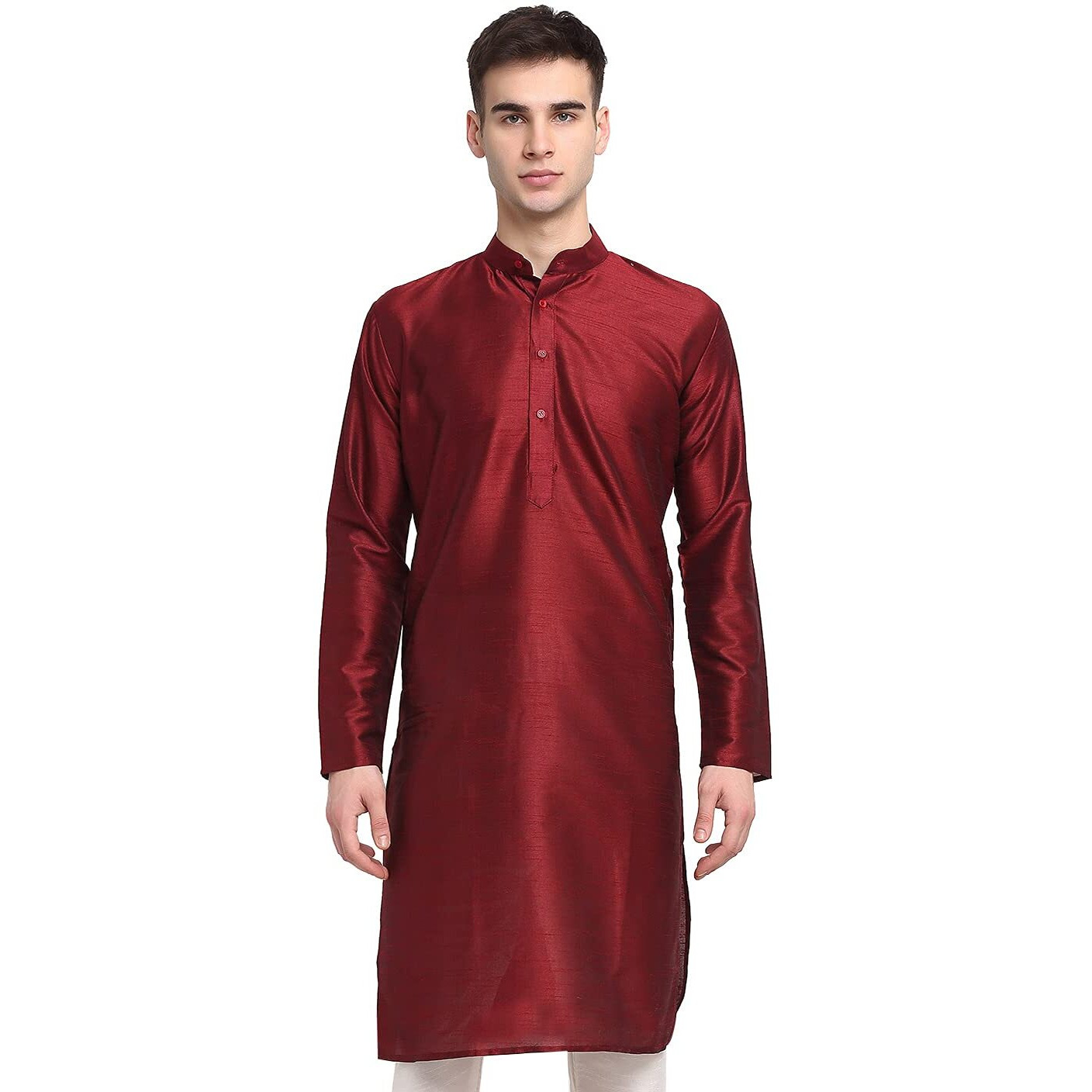 Jompers Men's Dupion Silk Solid Regular Kurta (Koko_636_Maroon