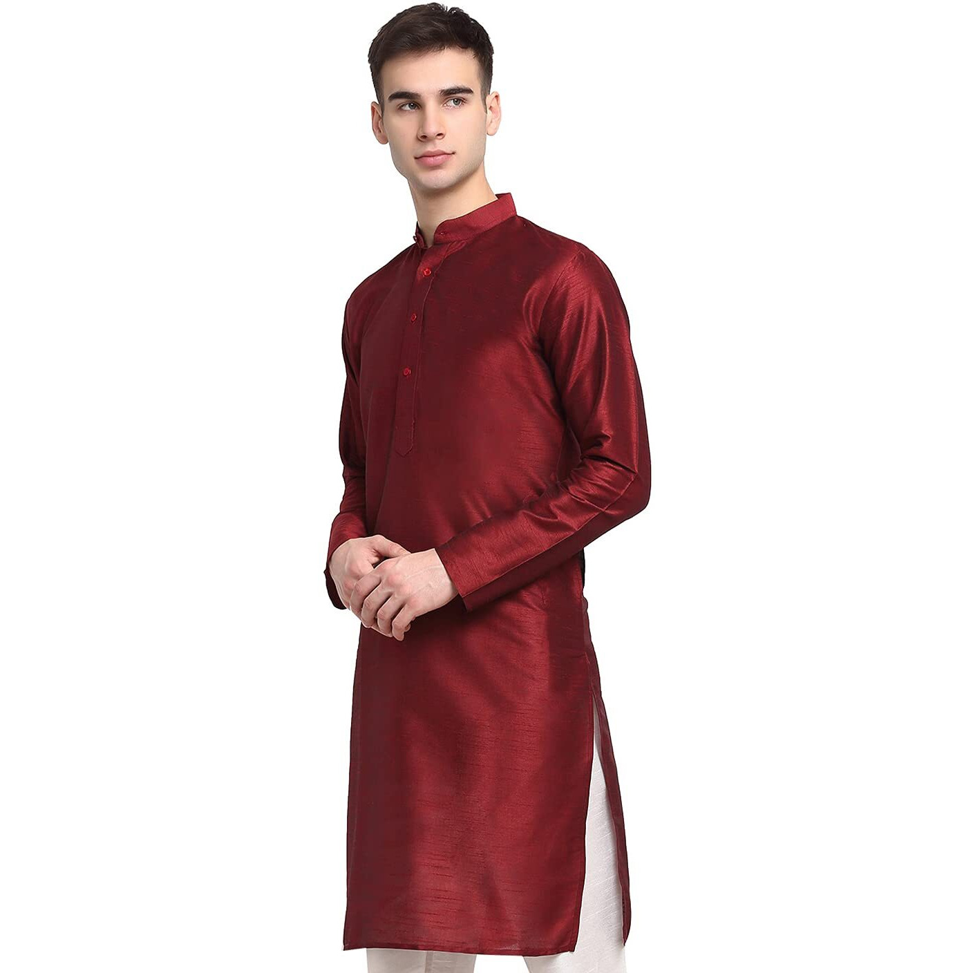 Jompers Men's Dupion Silk Solid Regular Kurta (Koko_636_Maroon
