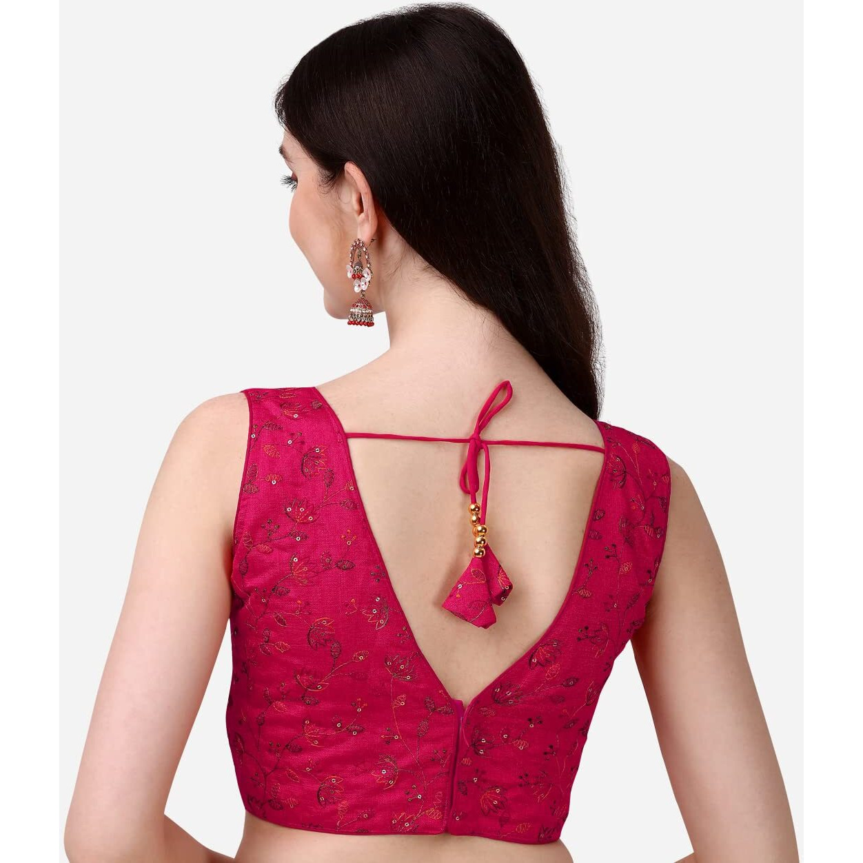 Pujia Mills Womens Sweetheart Neck Sleeveless Saree Blouse(Pihu Pink_38)