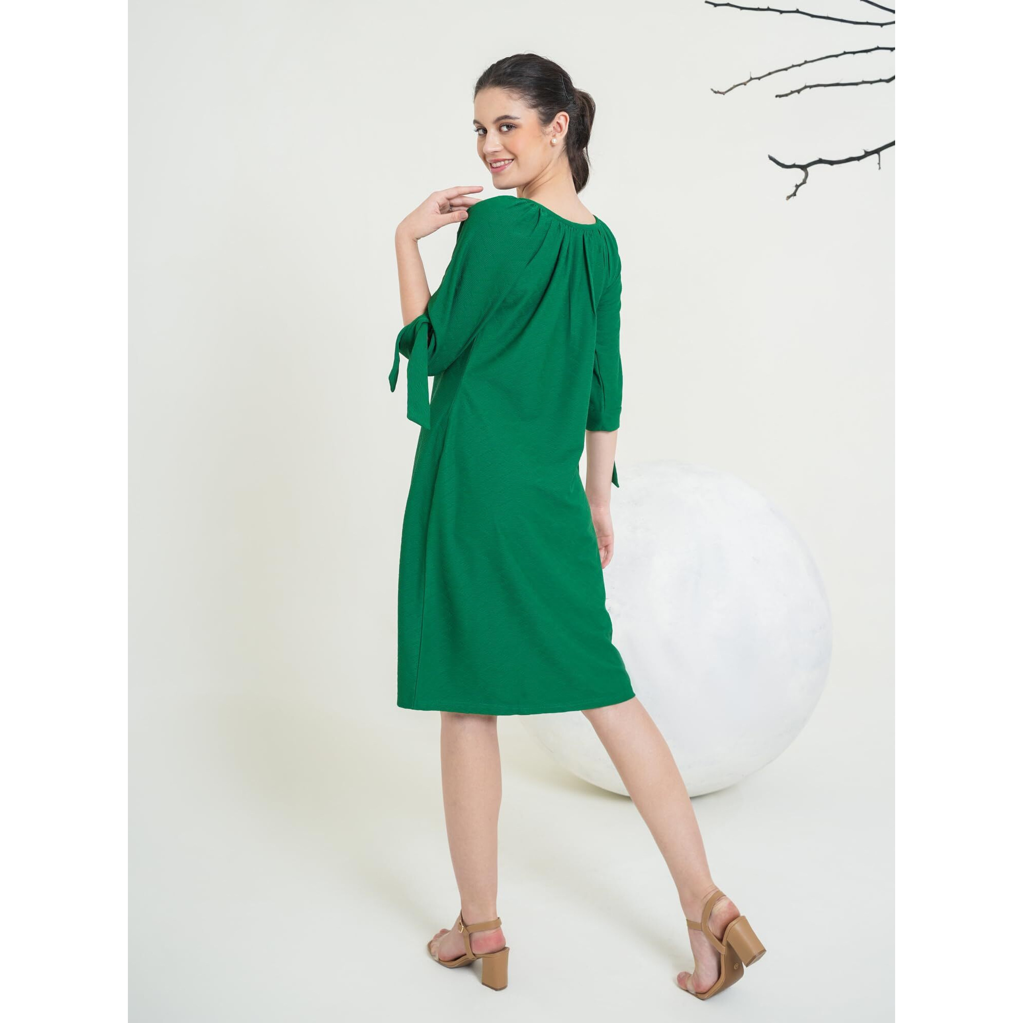 Purvaja Womens A-Line Below Knee Length Dress (Nisi-011-013) (In, Alpha, S, Green)