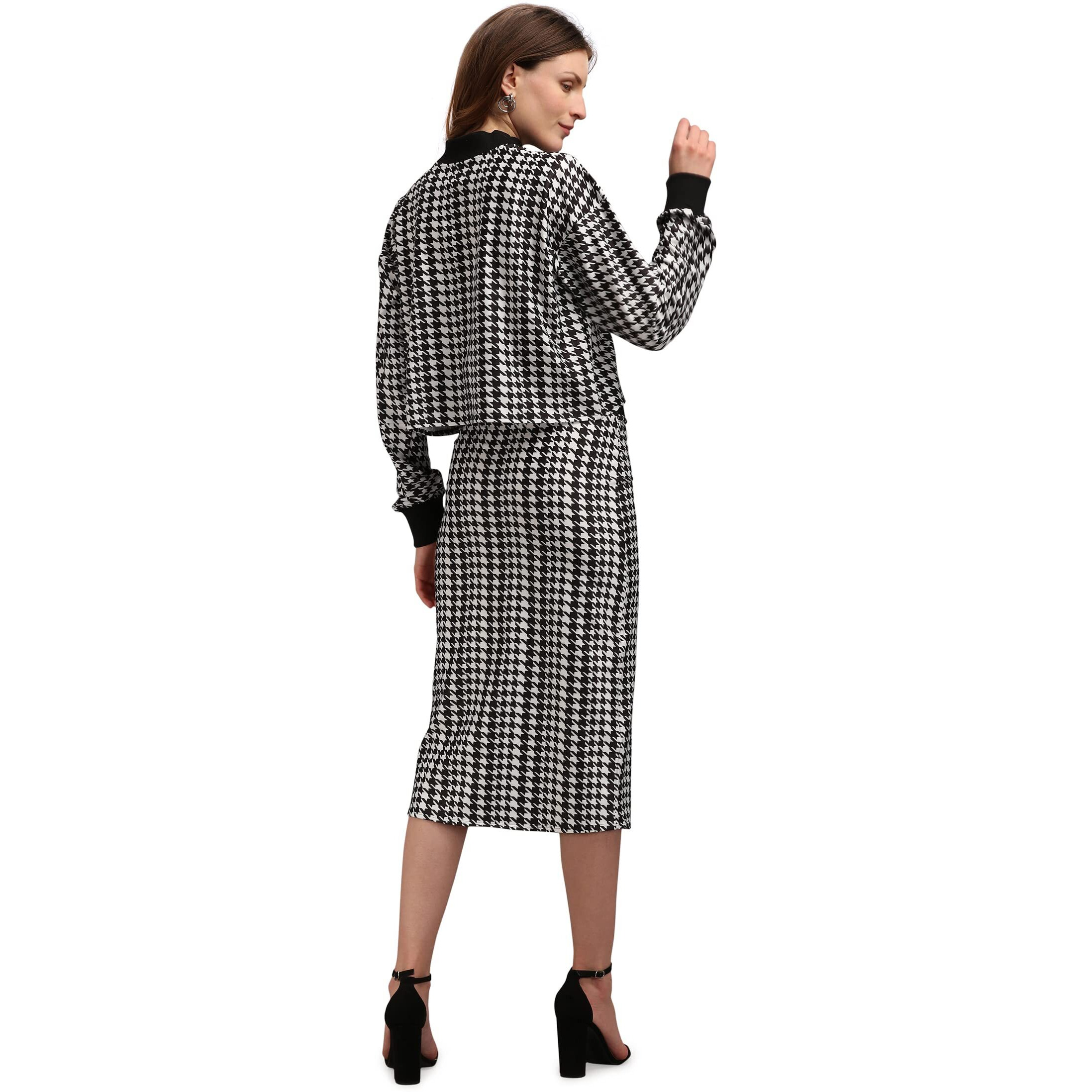 Purvaja Women's Polyester Blend Cocktail Midi Dress (Maxi-020-Broken Checks-L_Black