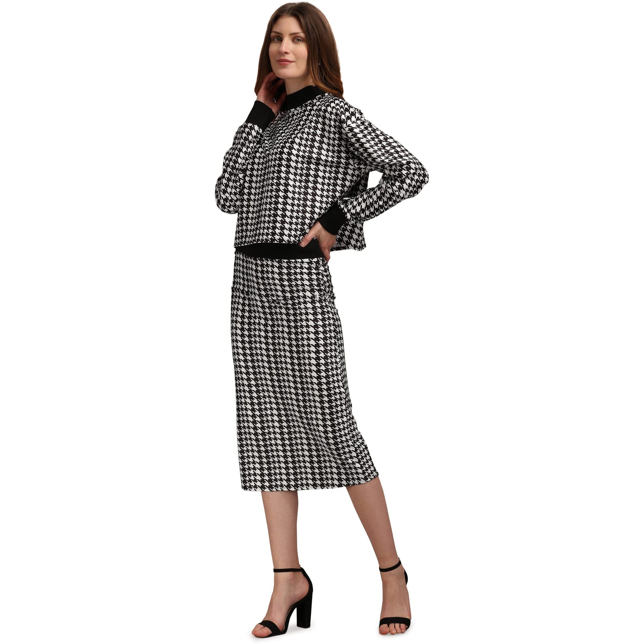 Purvaja Women's Polyester Blend Cocktail Midi Dress (Maxi-020-Broken Checks-L_Black