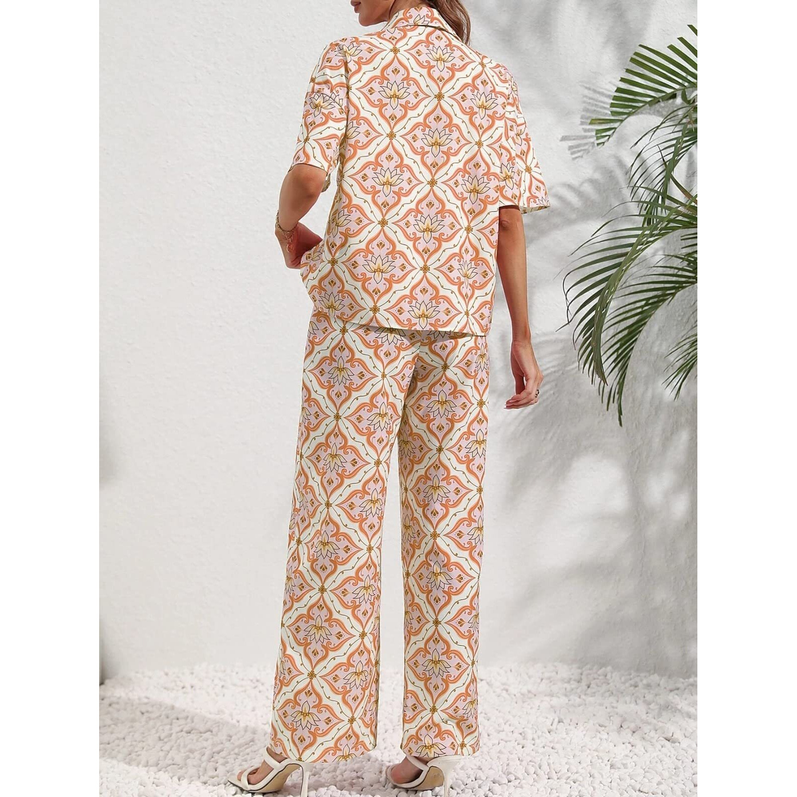 Leriya Fashion Rayon Kurta Set For Women || Ethnic Co Ord Set || Printed Kurti Pant Set For Girls || Casual Kurti Set || Co Ord Kurta Set For Women || Office Wear Kurta Set For Women (Medium, Orange)