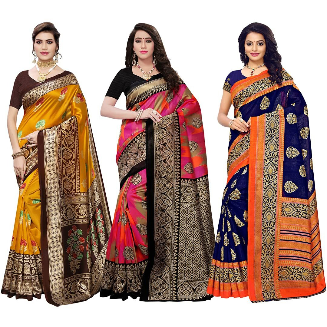 Satrani Women's Art Silk Saree (1458S150_800S39_815S199_Multicolor1)