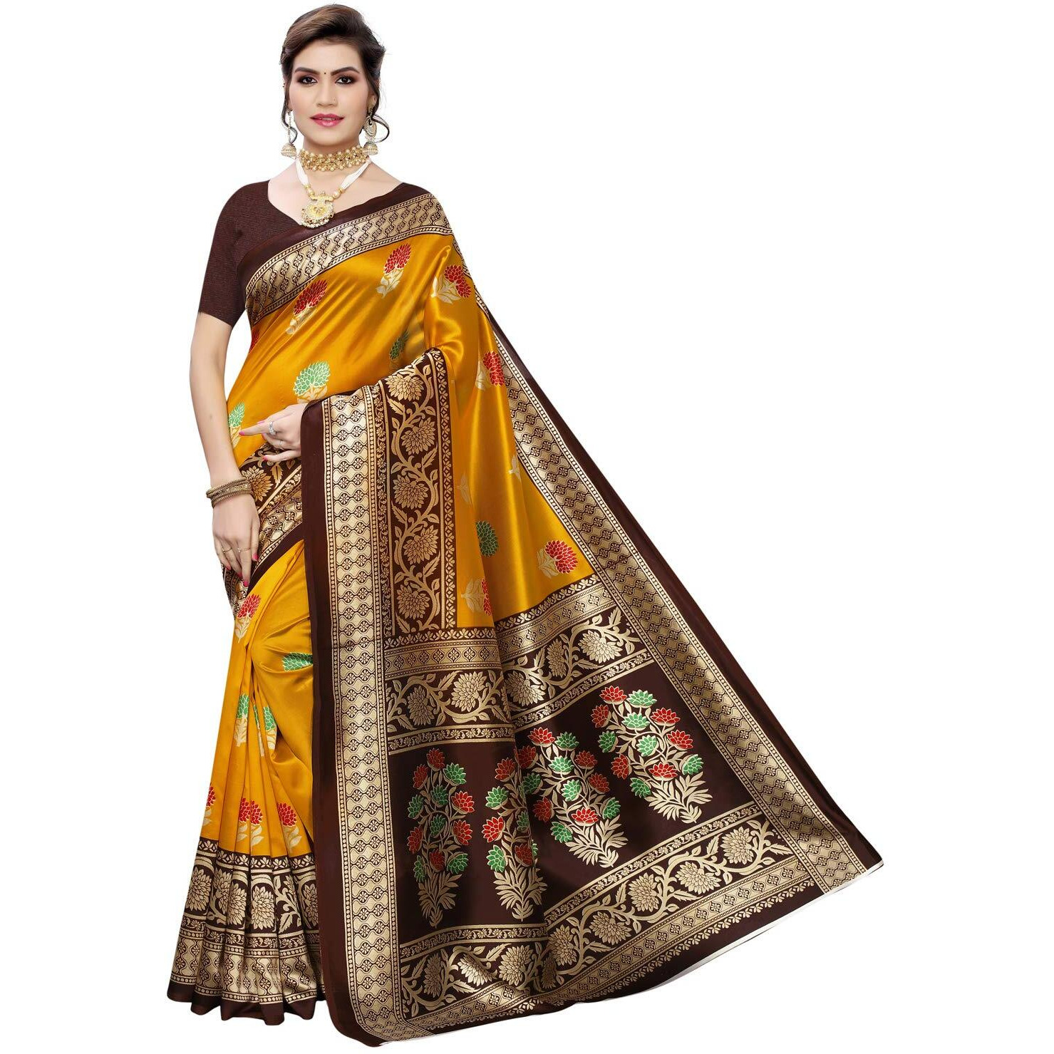 Satrani Women's Art Silk Saree (1458S150_800S39_815S199_Multicolor1)