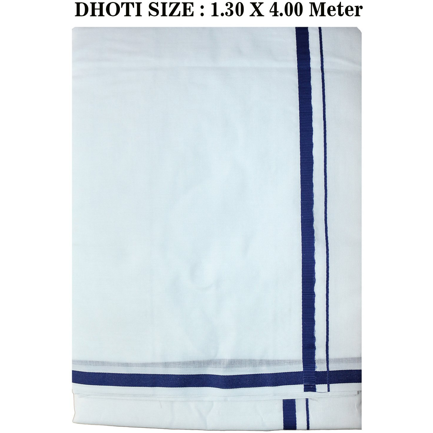 Prakasam Cotton Mens (Galaxy Hb) Double (1.30 X 4.00 Meter) Dhoti With Navy Border
