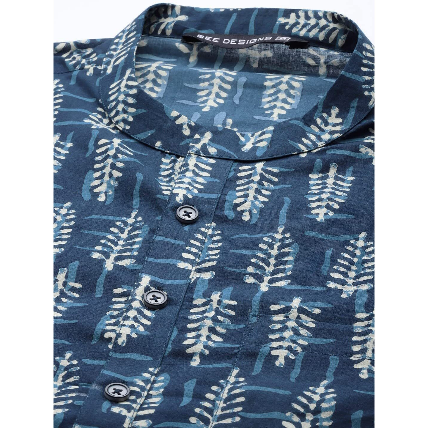 See Designs Cotton Regular Mens Kurta (15211102_Blue_M)