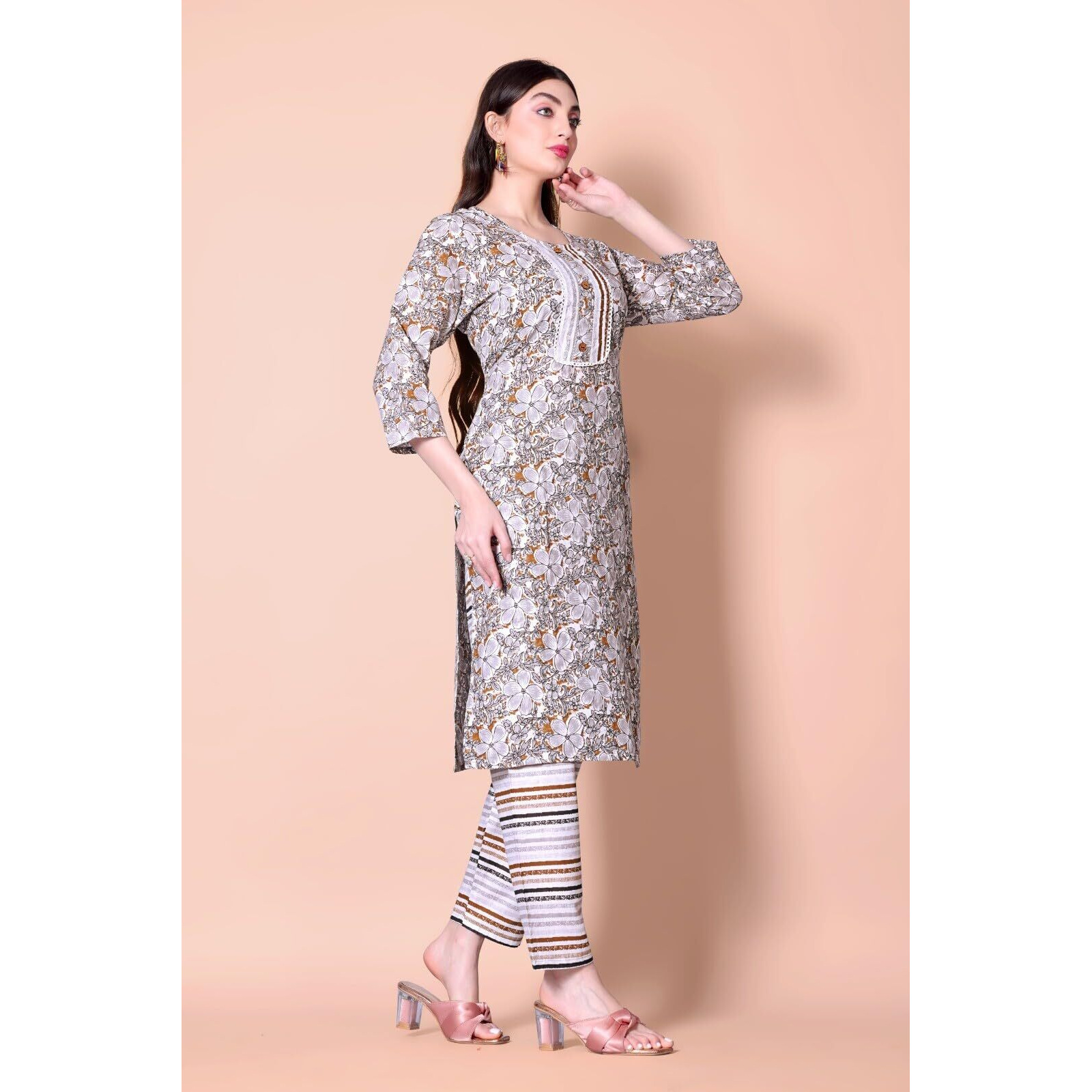 Shiv Textiles Pure Cotton Kurta Set For Women(9002-Grey-Xl)