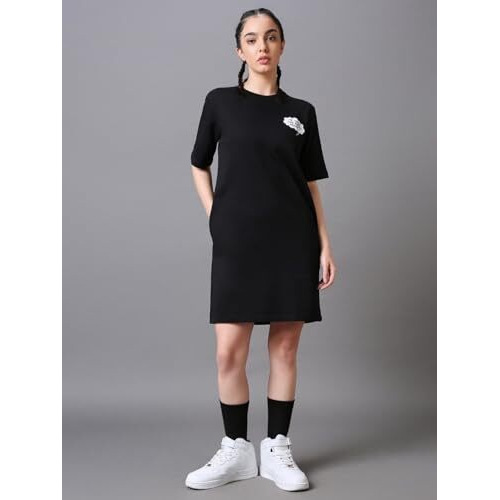 Bewakoof Heavy Duty 1.0 Official Garfield Merchandise Women's Graphic Printed Oversized Dress_589796_Black_Xl