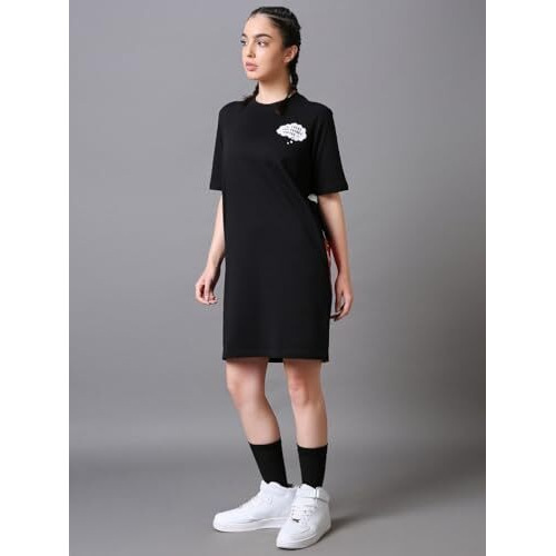 Bewakoof Heavy Duty 1.0 Official Garfield Merchandise Women's Graphic Printed Oversized Dress_589796_Black_Xl