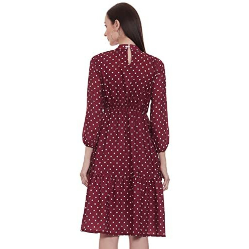 Dhruvi Trendz Womens Rayon Women Western Dresses Regular Fit Western Dresses (Dt-Wd-1001_Maroon_M)