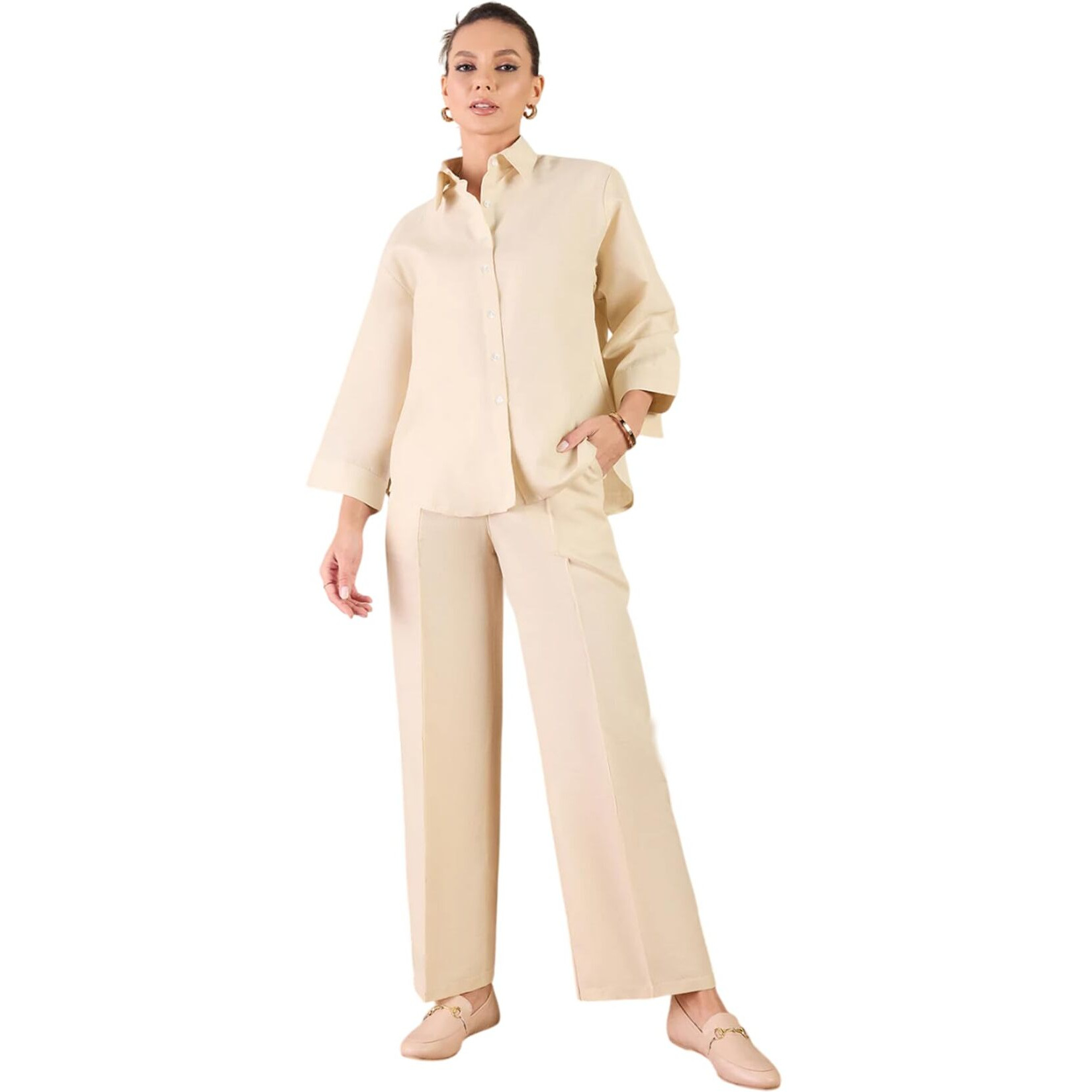 Fabnex Women Co Ord Set For Women | Co Ord Set For Women Stylish | Kurta Set For Women | Kurta Set | Ethnic Co Ord Set For Women | Full Sleeve Co-Ord Set (K-108-Beige-Xl)