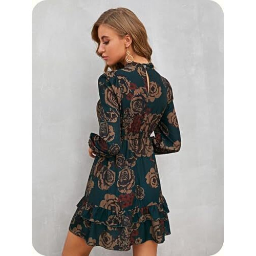 Greciilooks Western Dresses For Women | A-Line Knee-Length Dress | Midi Western Dress For Women| Short Dress (Large, Green)