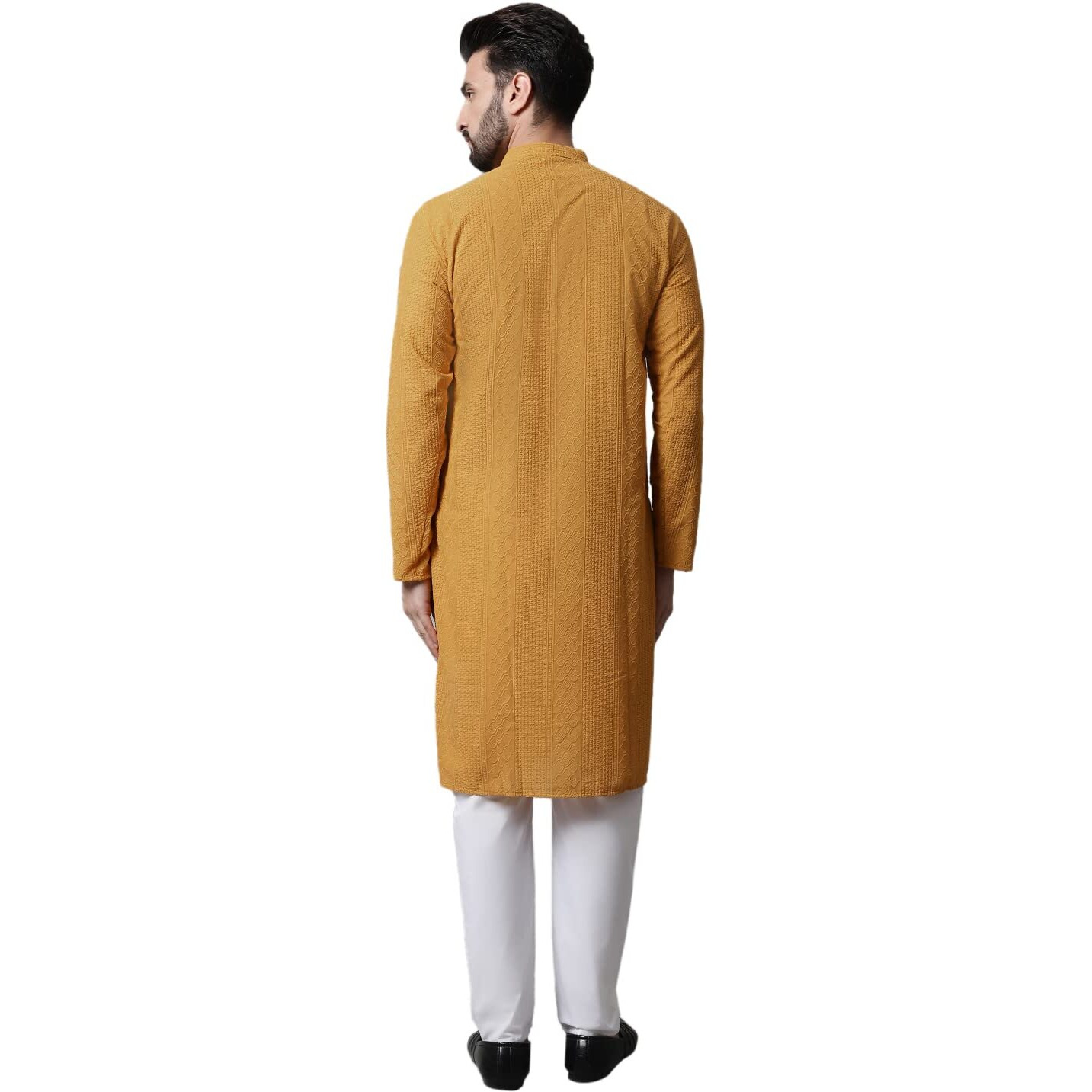 Jompers Men's Embroiderd Kurta Pyjama Sets (Yellow, L)