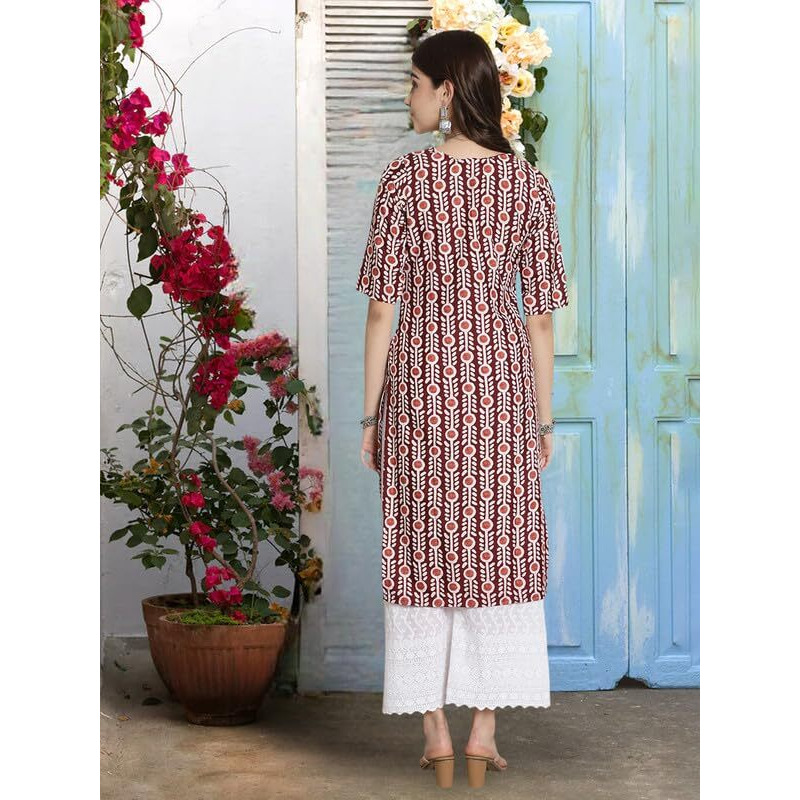 Pinkmint Women's Crepe Kurti For Women's Ethnic Printed Kurti For Women's (Pack Of 5)
