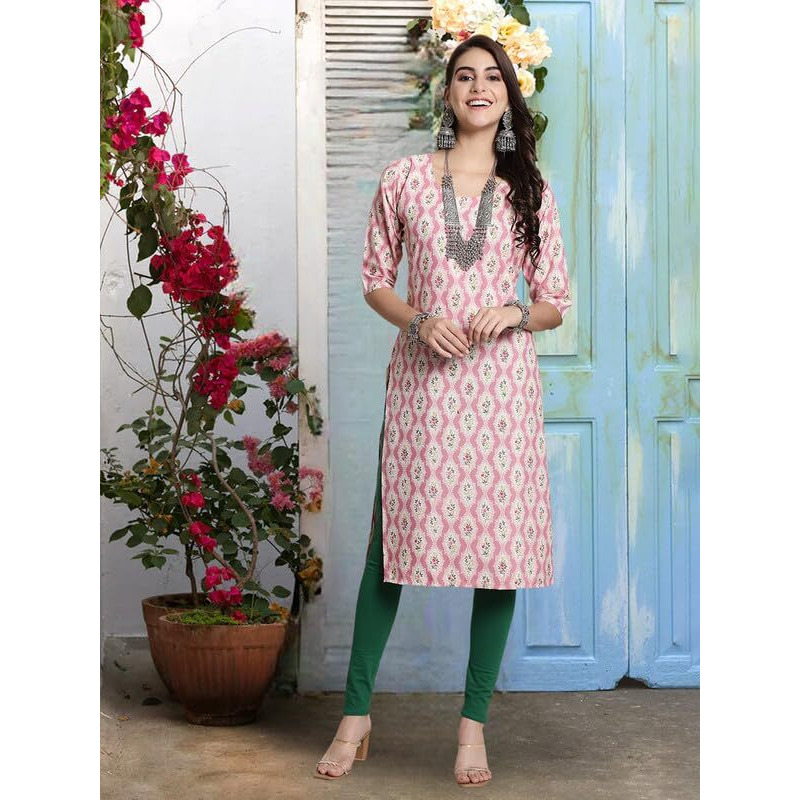 Pinkmint Women's Crepe Kurti For Women's Ethnic Printed Kurti For Women's (Pack Of 5)