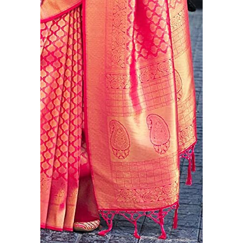 Pujia Mills Woman's Banarasi Silk Kanjivaram Traditional Saree With Unstitch Blouse Piece