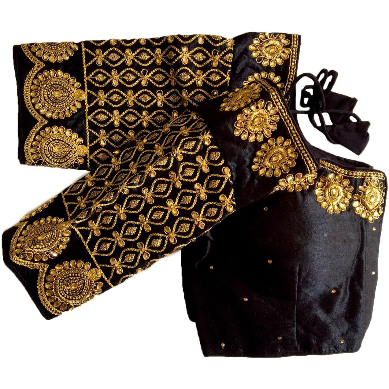 Pujia Mills Women's Silk Solid Half Sleeve Blouse (Bansi Chiku_Black_38)