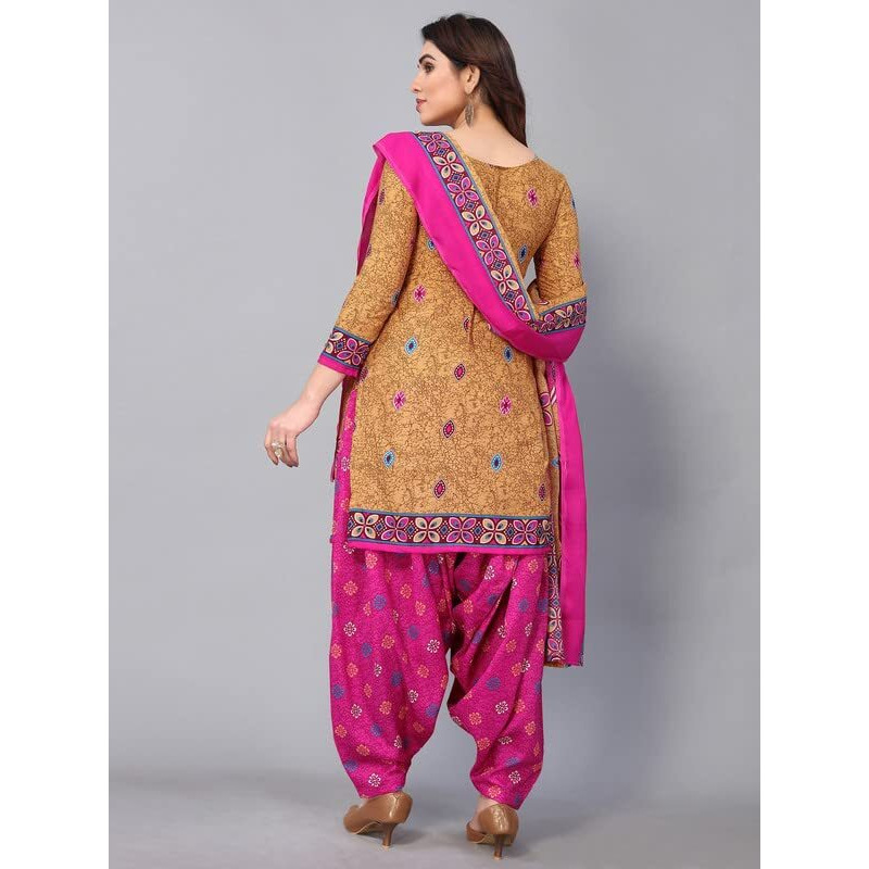 Satrani Women's Printed Poly Cotton Unstitched Dress Material(1175D1279N_Beige)