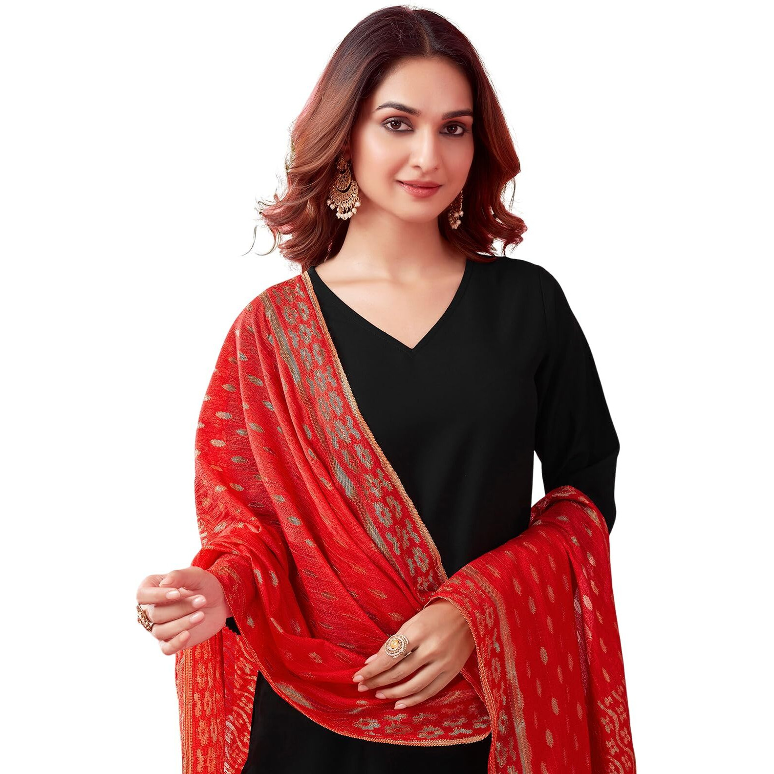 Sanisa Women's Rayon Blend Solid Straight Kurta With Pant And Dupatta (125Kbd1352N-Xxl_Black)