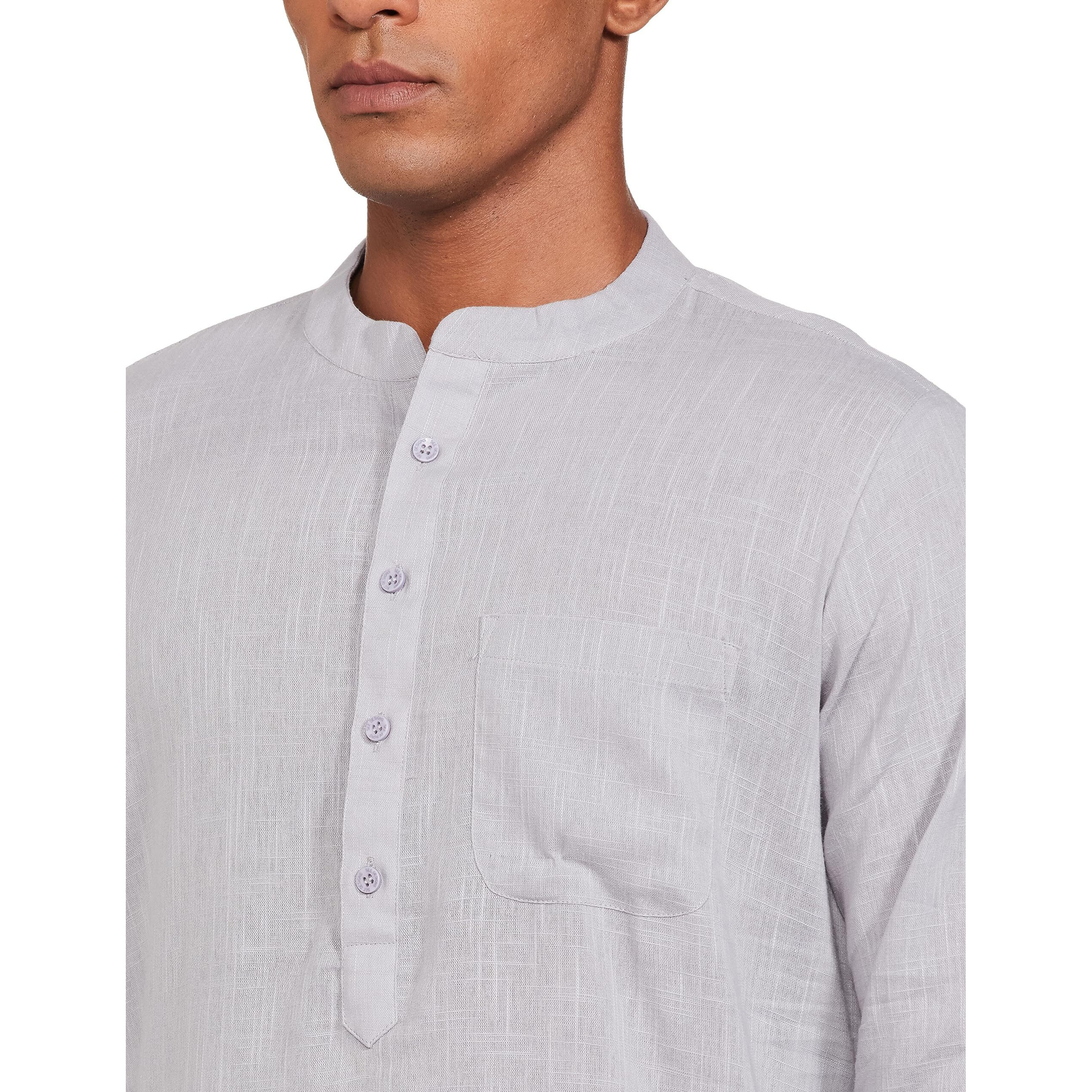 See Designs Men Grey Cotton Straight Kurta With Slub Effect With Pyjama - Sdkt101101M (M)