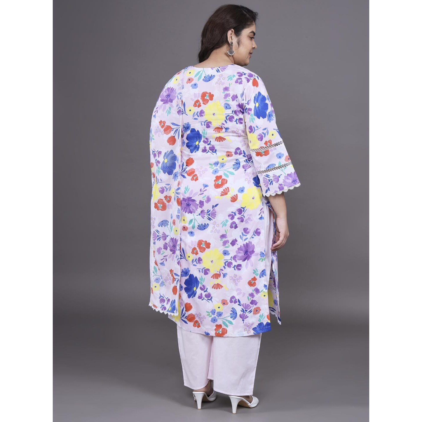 Tissu Women's Plus Size Mulicolor Printed Pure Cotton Kurta With Palazzo & Dupatta (T_675_Multi_8Xl)