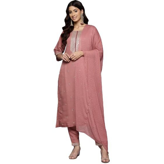 Varanga Women's Silk Blend Kurta Set (Vskd32691_Vardup2139-Xxl_Mauve