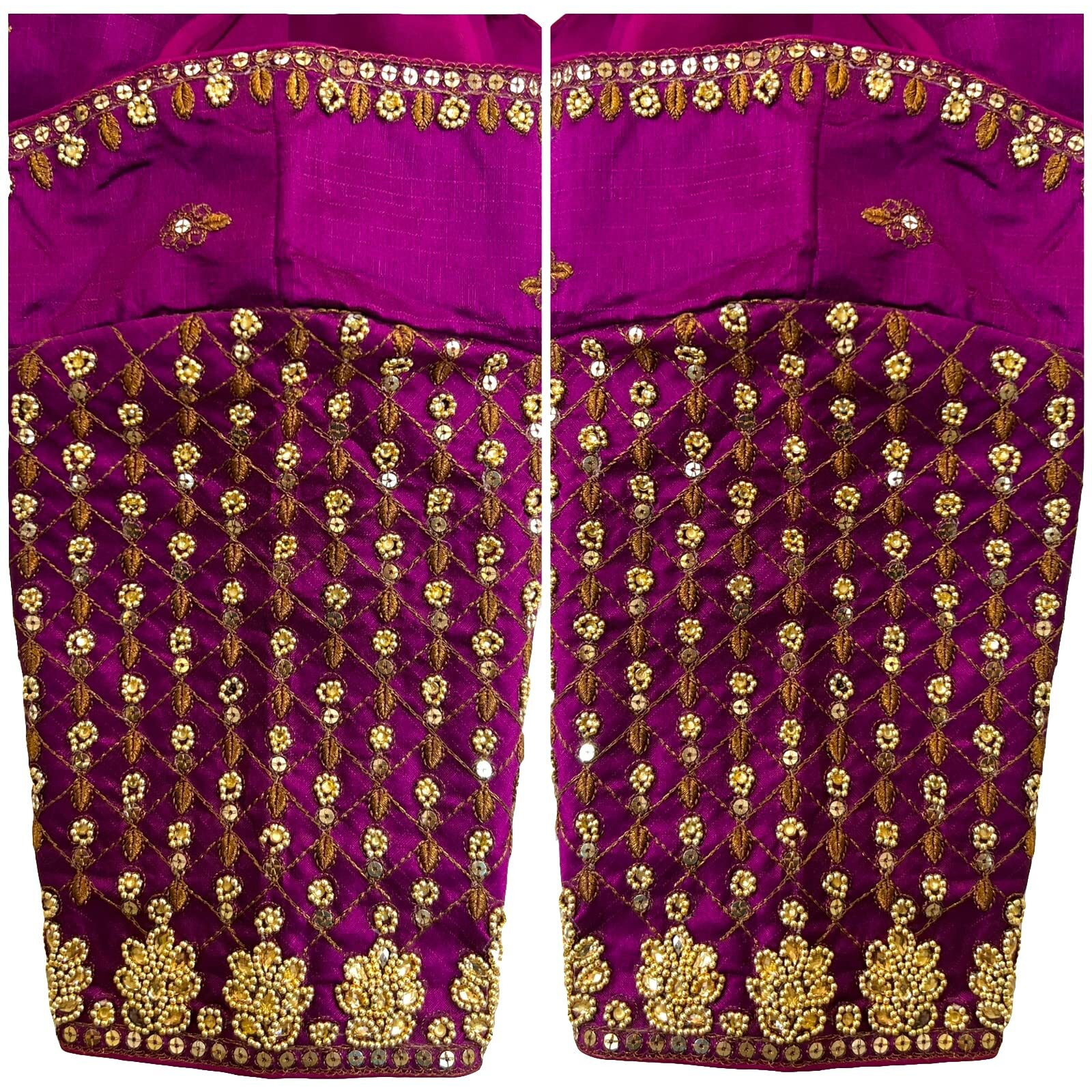 Vihu Fashion Women's Trendy Embroidery Maggam Work Half Sleeve Wine Saree Blouse(Maggam 2 Wine_38)