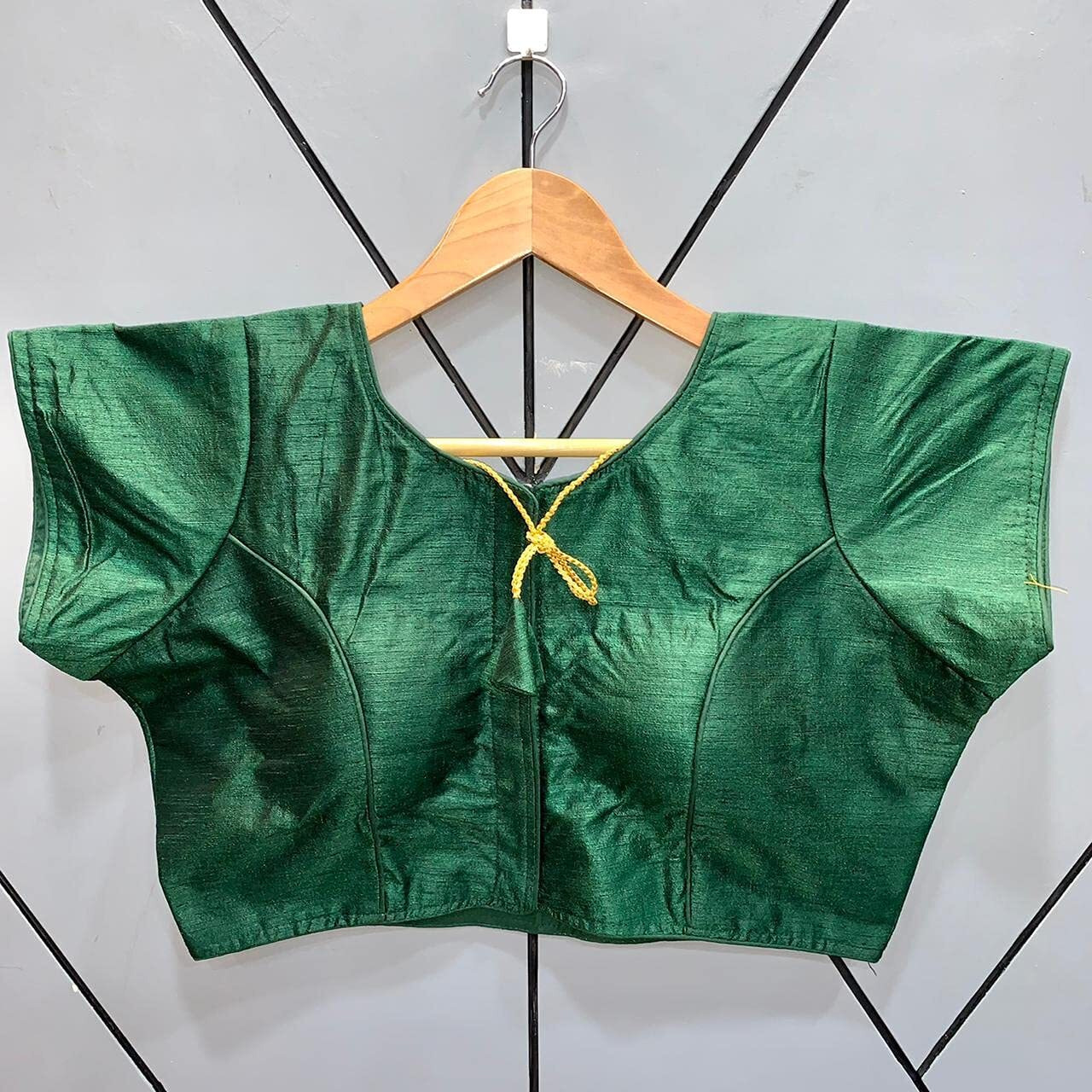 Vihu Fashion Women's Phantom Silk Short Sleeves Readymade Saree Blouse