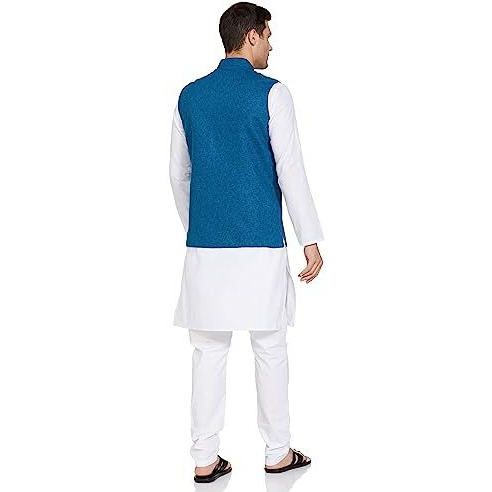 Be Active Men's Solid Linen Blend Kurta Pyjama 3 Piece Set || Men Kurta Pajama With Modi Jacket || Kurta Pajama Nehru Jacket For Men (C-Rfkt0001-17-Set-M)