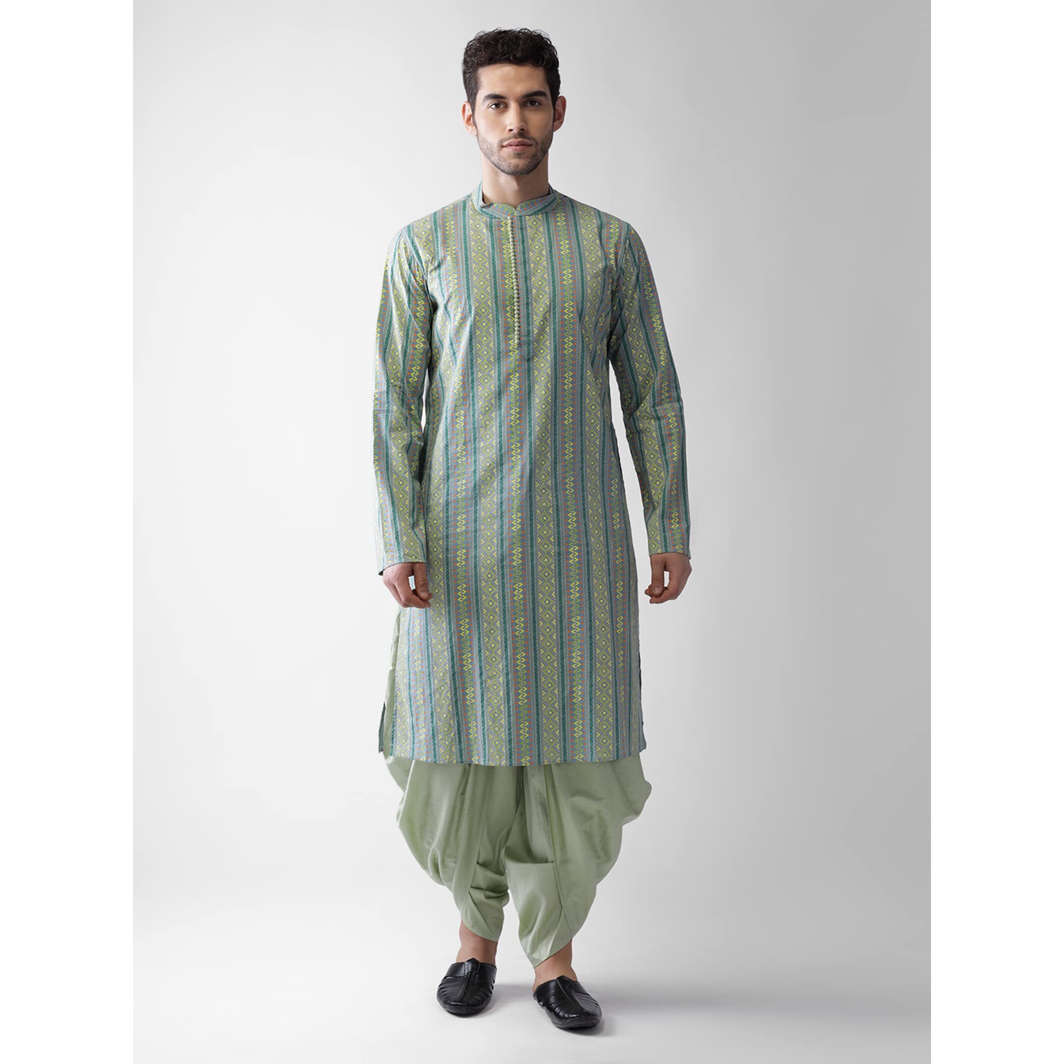 Kisah Men's Green Indian Ethnic Wear Kurta For Wedding & Festivals