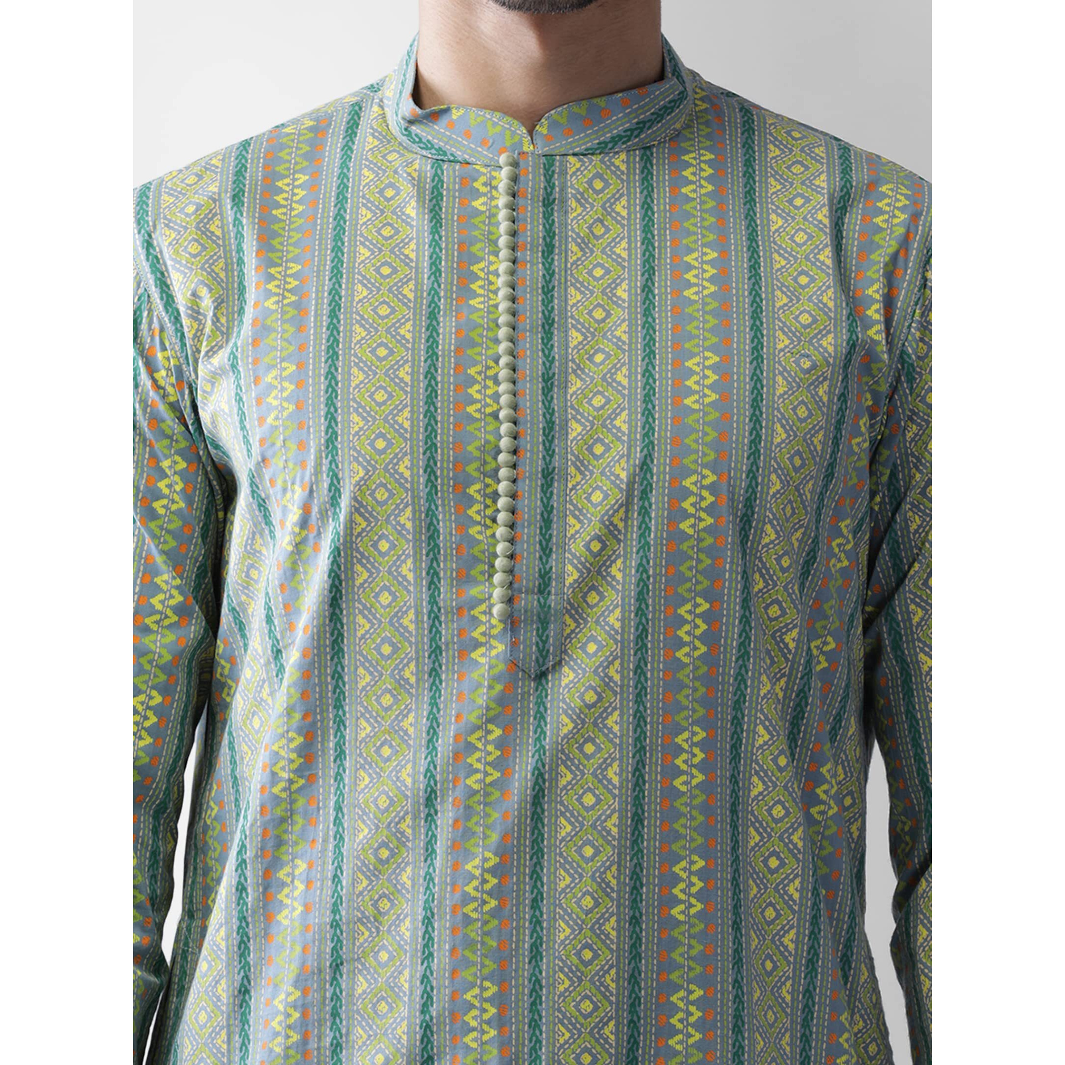 Kisah Men's Green Indian Ethnic Wear Kurta For Wedding & Festivals