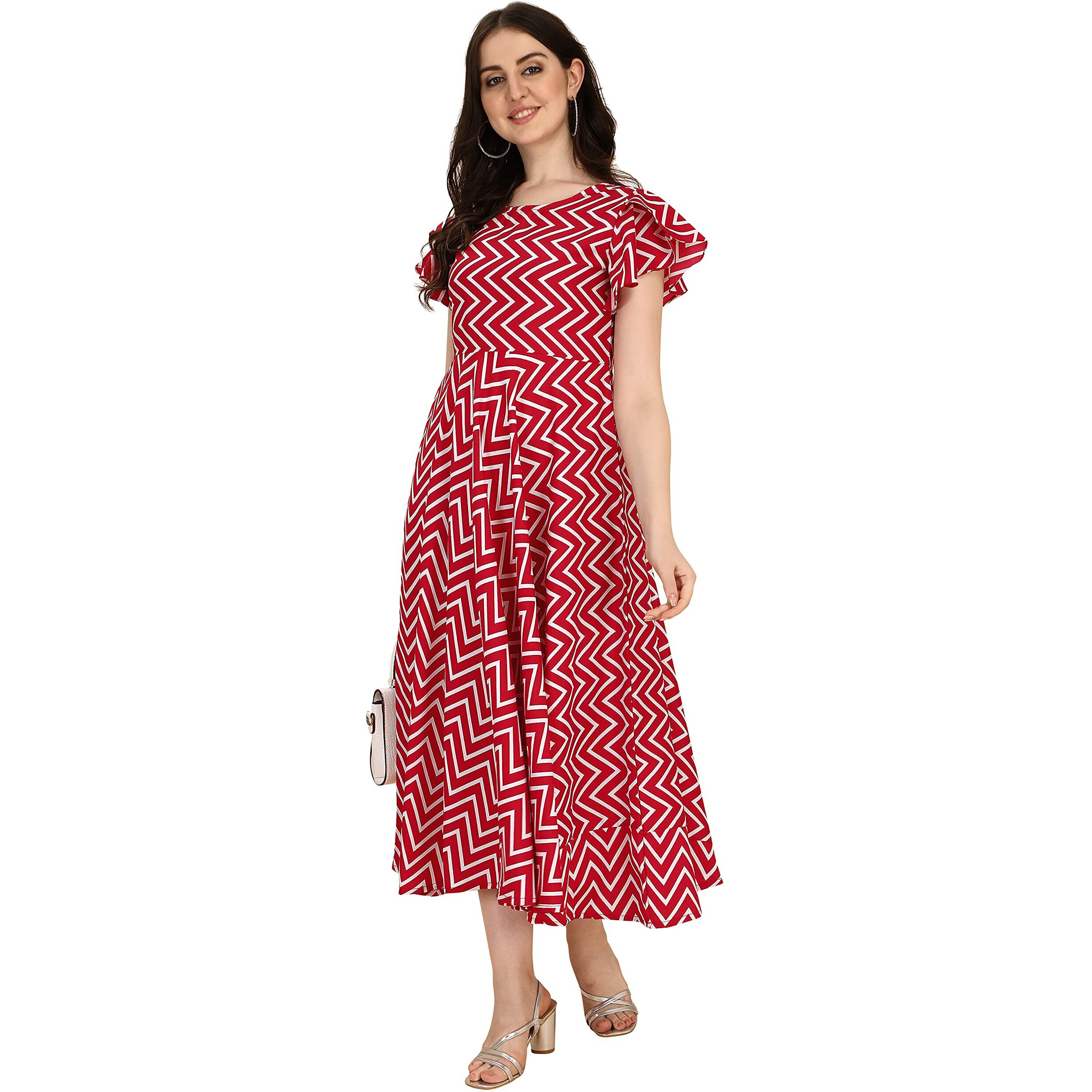 Oomph Dress For Women Stylish | One Piece For Women Long | Trendy Long One Piece Summer Outfit | Lightweight Flared Maxi Dress For Casual & Holiday Wear Maroon