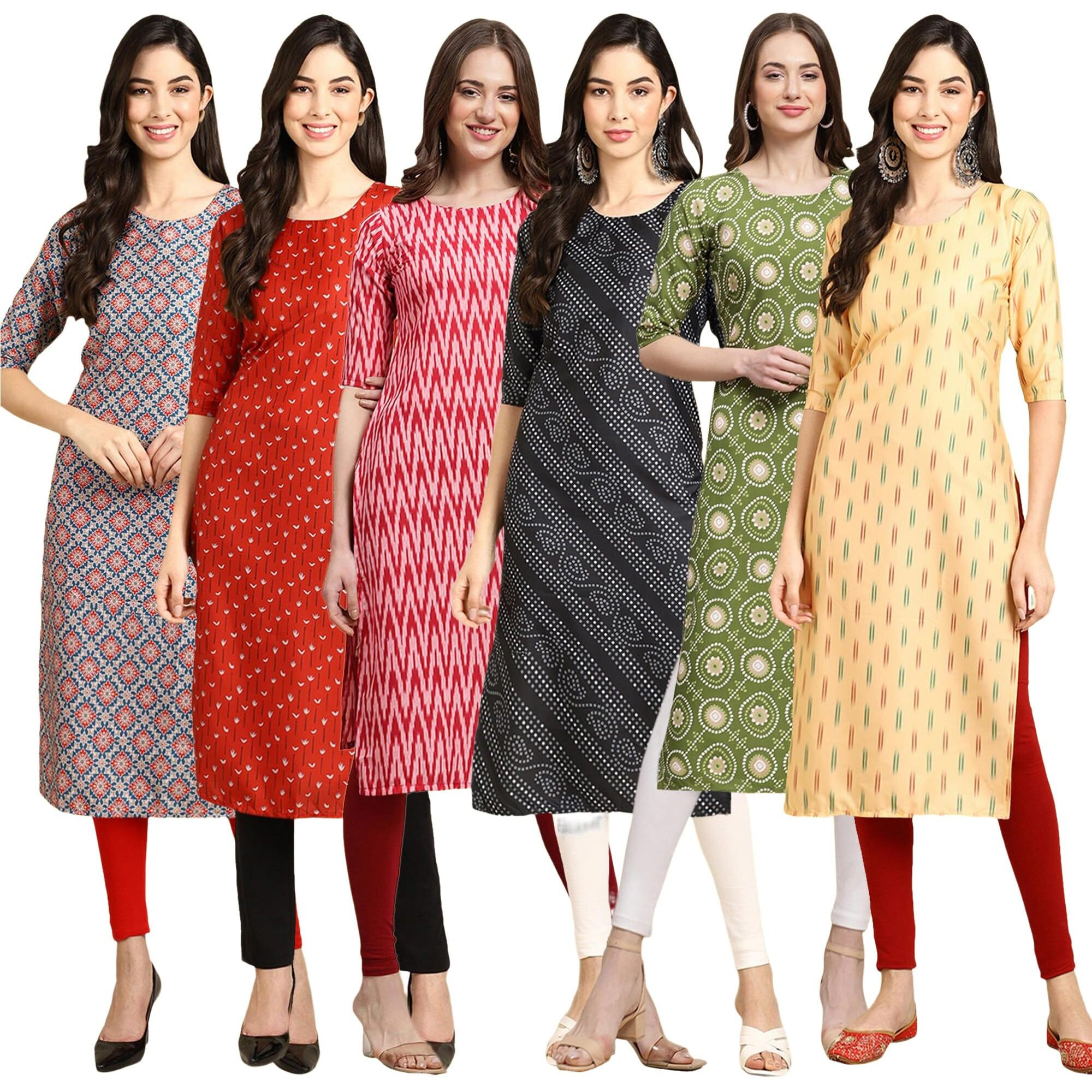 Pinkmint Women's Crepe Solid Regular Kurti (Ks01_Multicolor7
