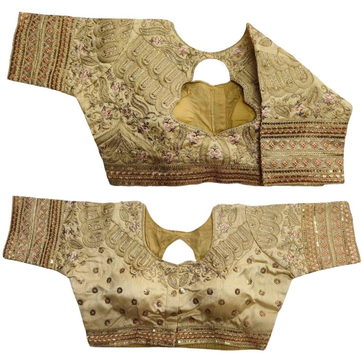 Pujia Mills Women's Blouse Readymade Blouse Embroidery Multi Coding Gold Thread Indian Ethnic Designer Stitched Women's Readymade Saree Blouse Gold Color Blouse For Women For Saree Lehenga Choli