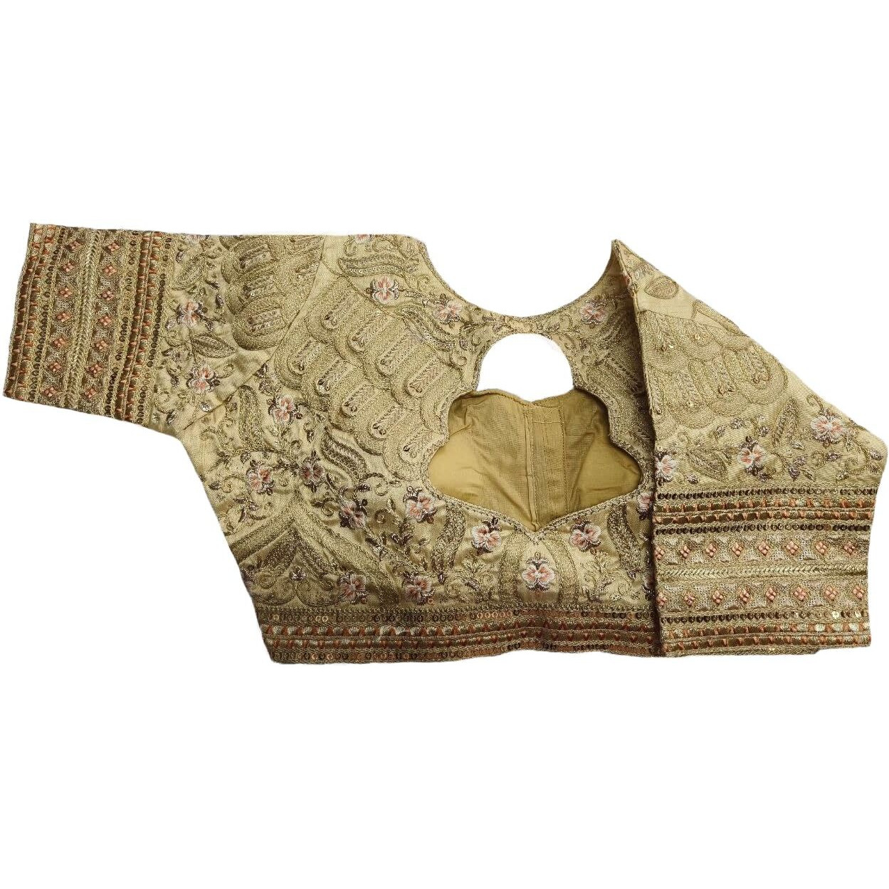 Pujia Mills Women's Blouse Readymade Blouse Embroidery Multi Coding Gold Thread Indian Ethnic Designer Stitched Women's Readymade Saree Blouse Gold Color Blouse For Women For Saree Lehenga Choli