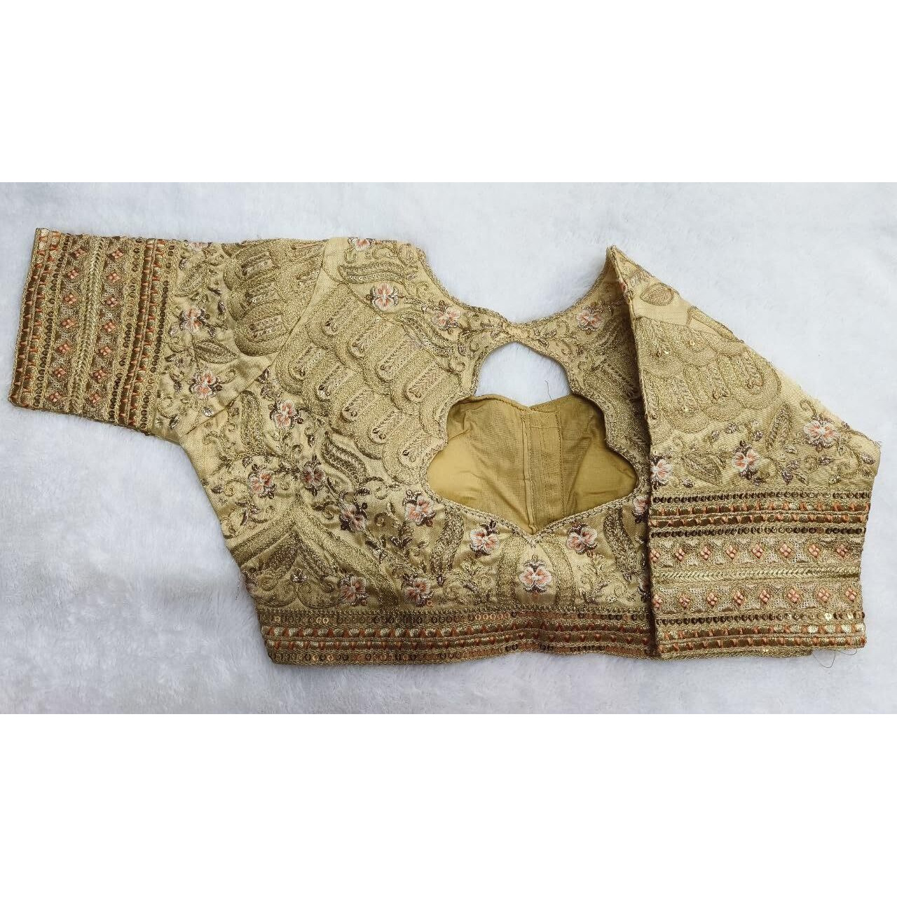 Pujia Mills Women's Blouse Readymade Blouse Embroidery Multi Coding Gold Thread Indian Ethnic Designer Stitched Women's Readymade Saree Blouse Gold Color Blouse For Women For Saree Lehenga Choli