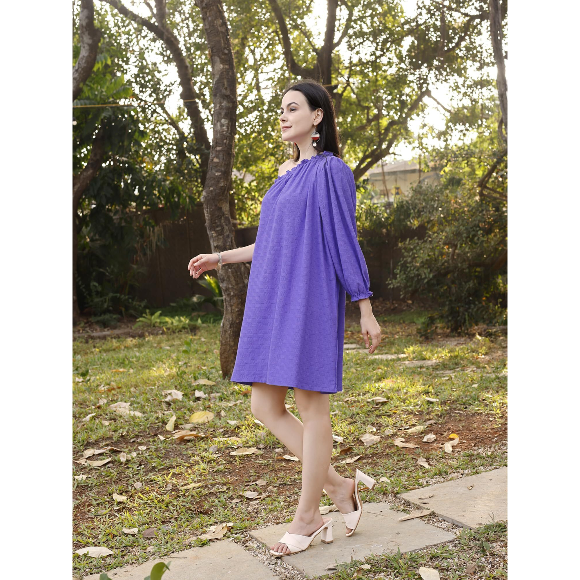 Purvaja Womens A-Line Above Knee Length Dress (Pixi-011-Violete_Purple_3X-Large)