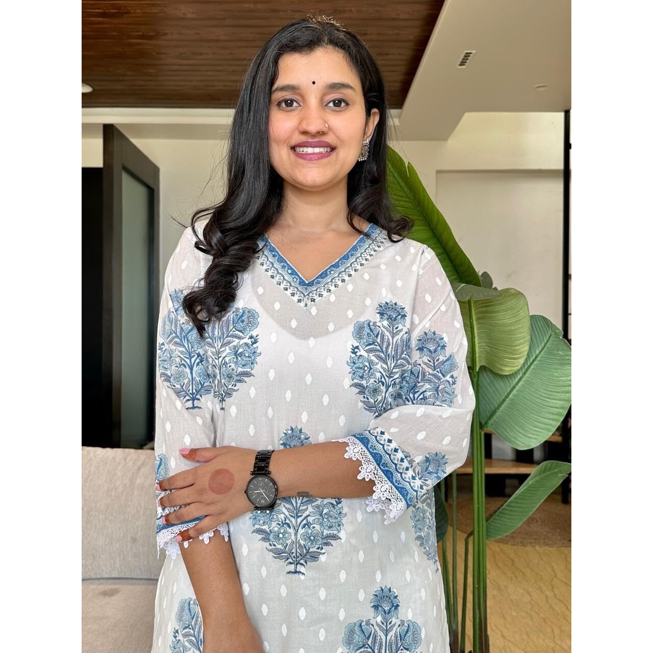 Nemrosa Women Printed Straight Kurta And Pant Set With Dupatta (In, Alpha, S, White)