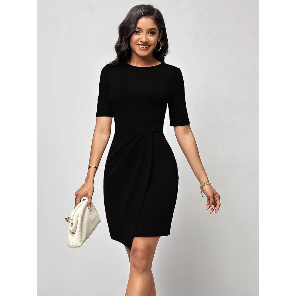 Oomph Women's Western & Fusion Wear Stetchable Party Dress For Women, Black - Md960