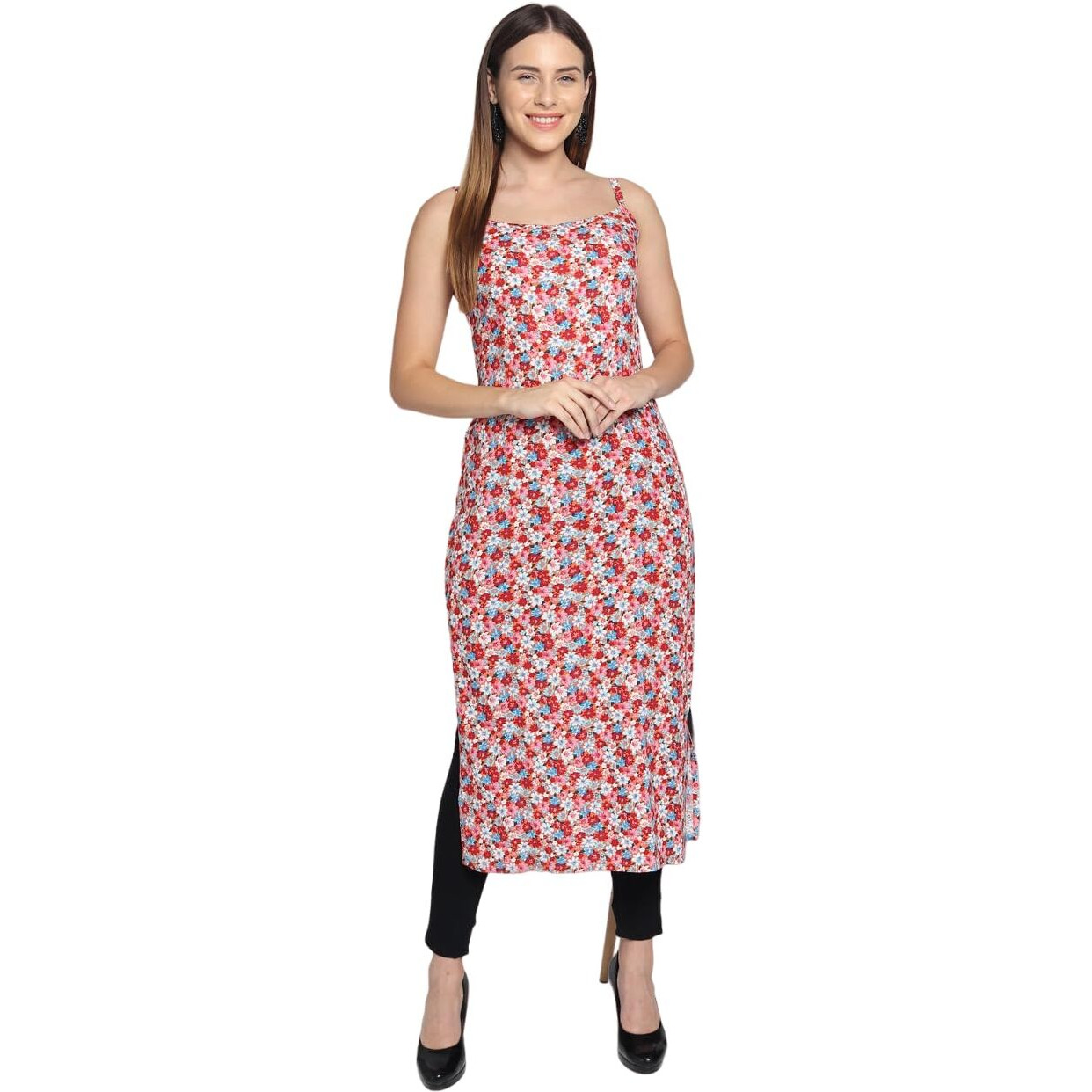 Patlani Women's Crepe Full Stitched Kurti. Red