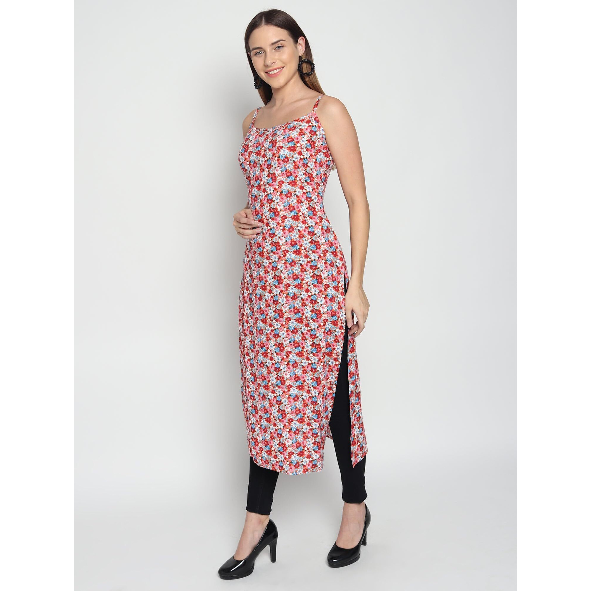 Patlani Women's Crepe Full Stitched Kurti. Red