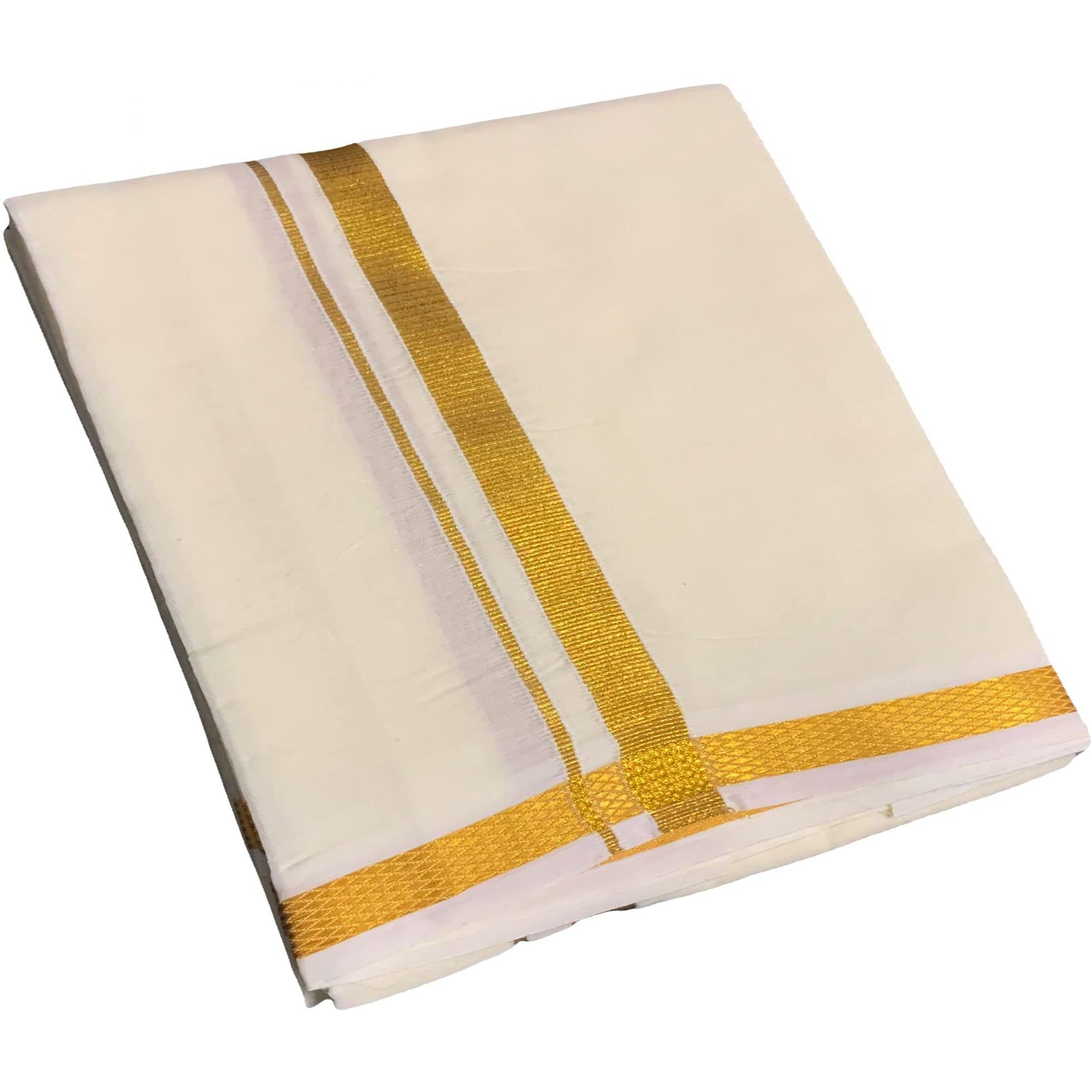 Prakasam Cotton Mens Cotton Wedding Set-Full Sleeve Cream Shirt+8 Yard Dhoti (1.28X3.70 Mtrs)+ Single Cream Towel (44, Cream)