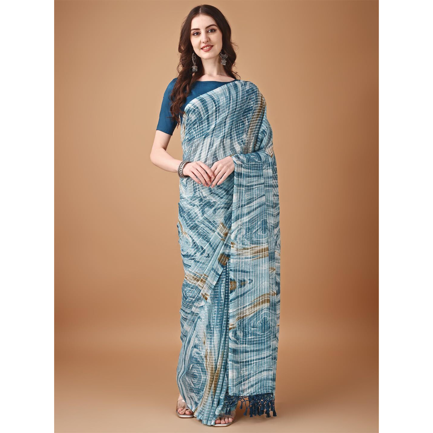 Pratham Blue Women's Silk Saree With Blouse Piece |Saree For Women | Women Saree With Blouse Piece | Silk Saree For Women | Printed Fancy Saree (Pb-391_Teal Blue)