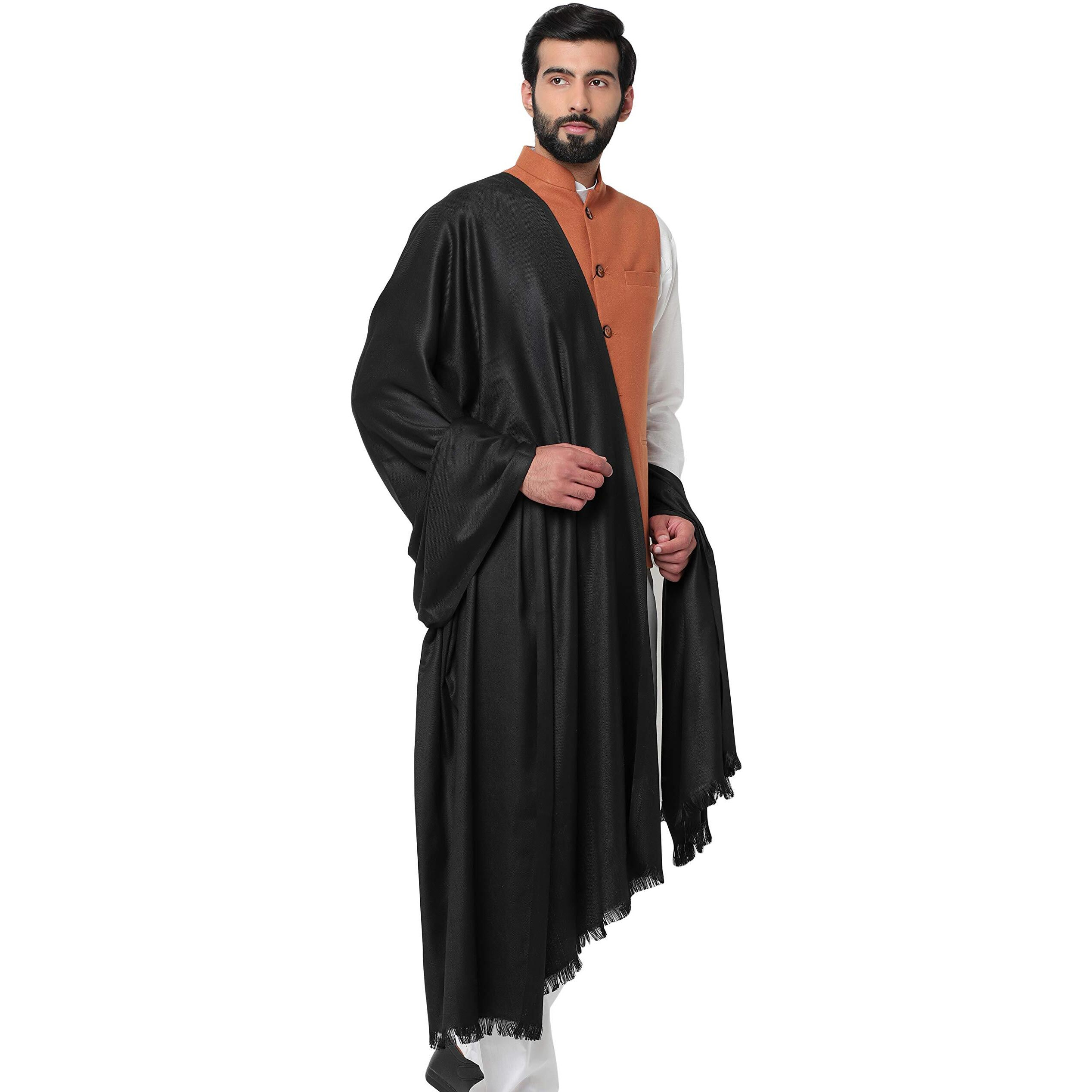 Weavers Villa Men's Plain Woollen Dhariwal Black Lohi/Shawl, 125Cm X 250Cm