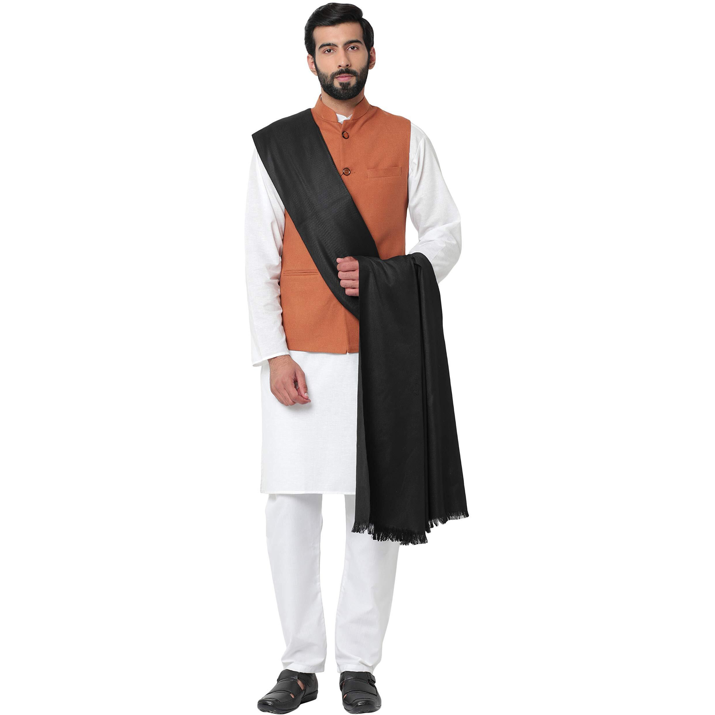 Weavers Villa Men's Plain Woollen Dhariwal Black Lohi/Shawl, 125Cm X 250Cm
