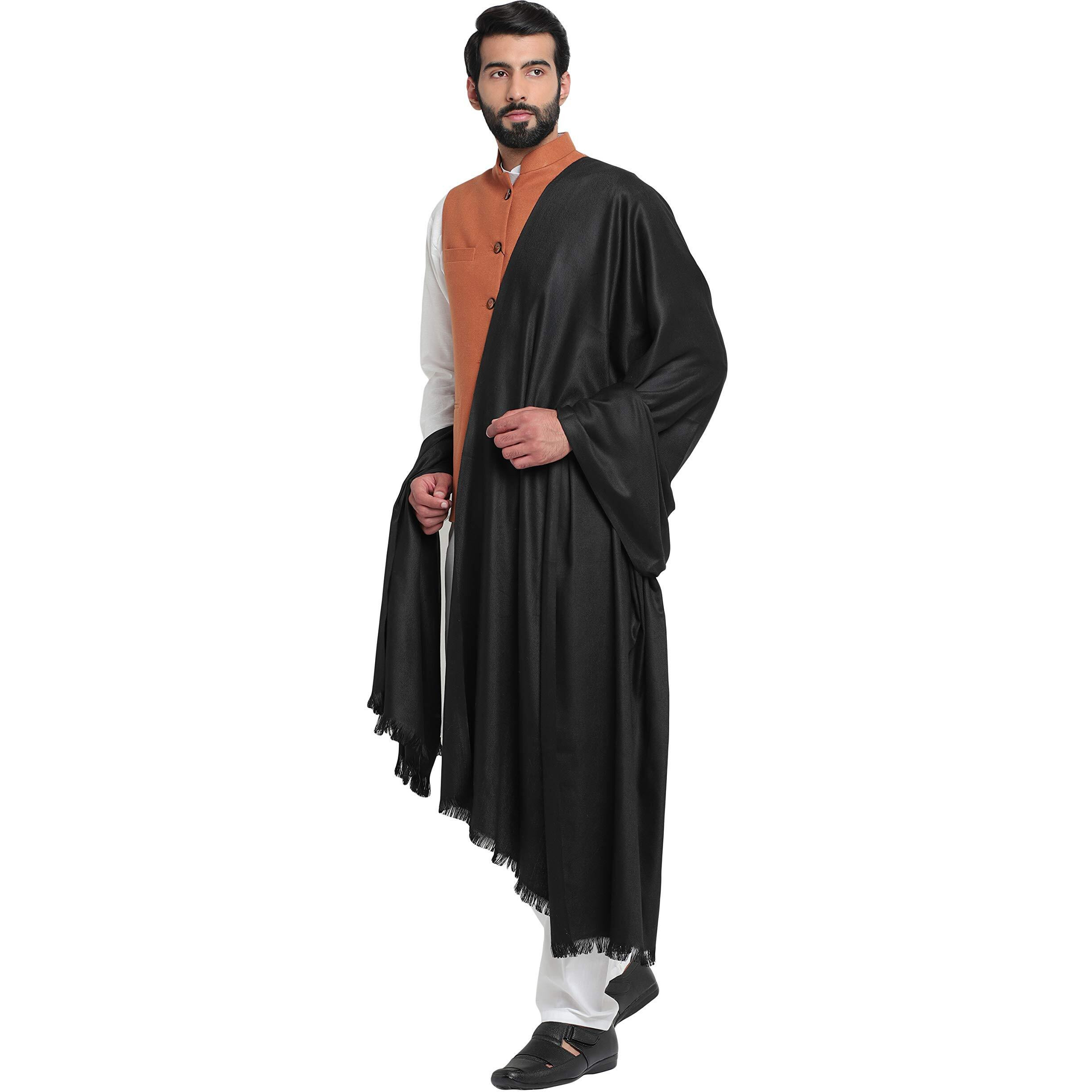 Weavers Villa Men's Plain Woollen Dhariwal Black Lohi/Shawl, 125Cm X 250Cm
