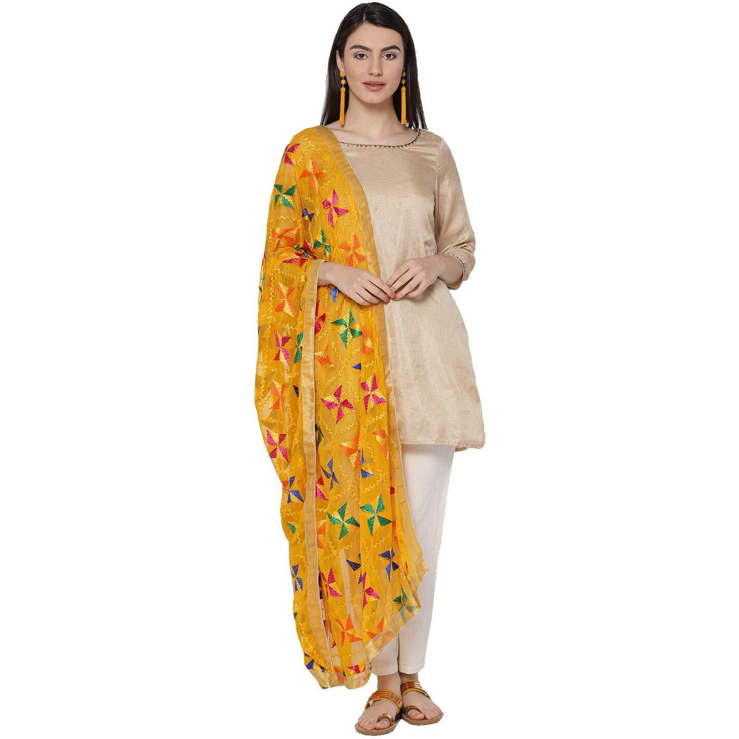 Weavers Villa Women's Chiffon Dupatta, 2.25 Mtrs